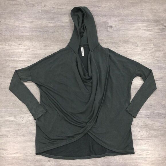 ATHLETA Purana Wrap Womens Medium Gray Green Oversized Sweatshirt Hoodie Flowy - Picture 2 of 14